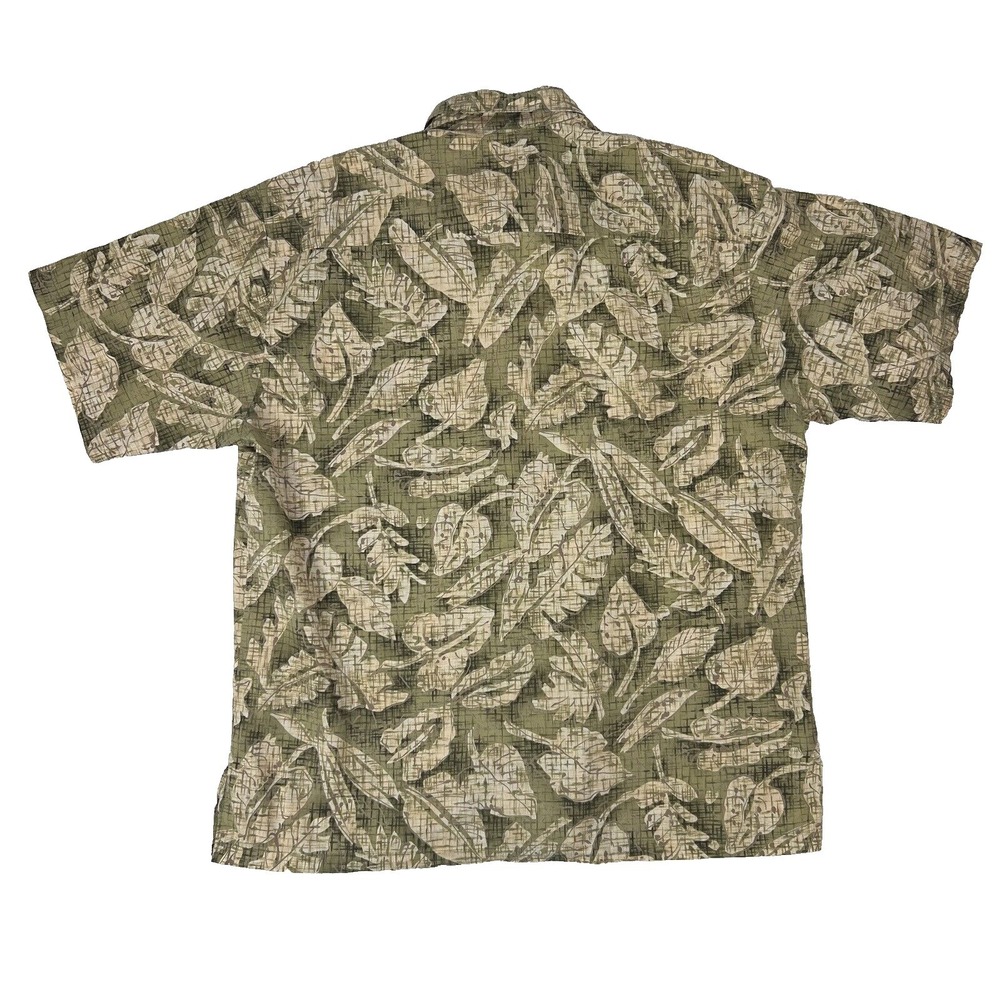 Tori Richard Green & Tan Leaf Cotton‎ Lawn S/S Button Up Shirt Mens Size Large L - Picture 2 of 6